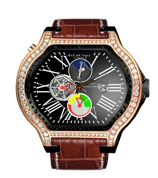 Replica DeLaCour City Ego Motion Ti / PVD Rose Gold Diamonds WATP0050-1218 Replica Watch